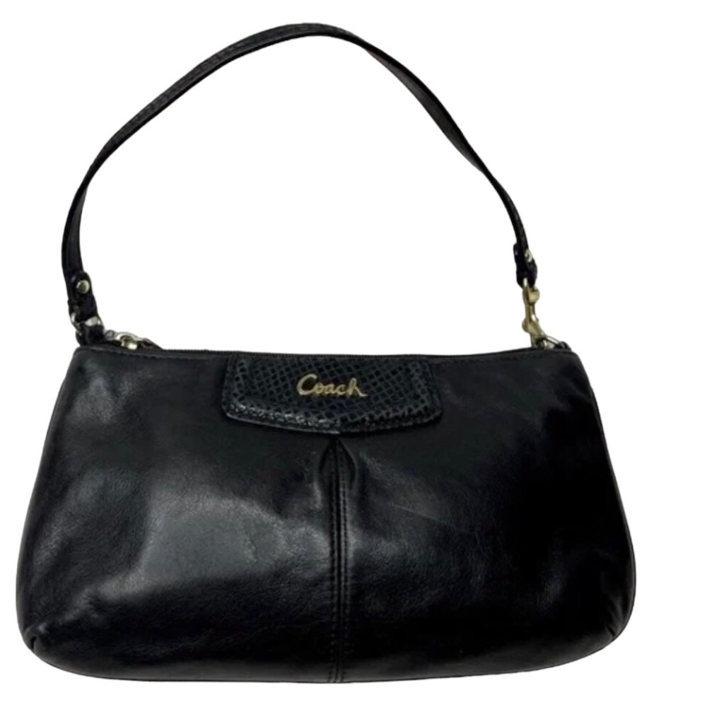 Coach Ashley Black Leather Clutch/Shoulder Bag Gem